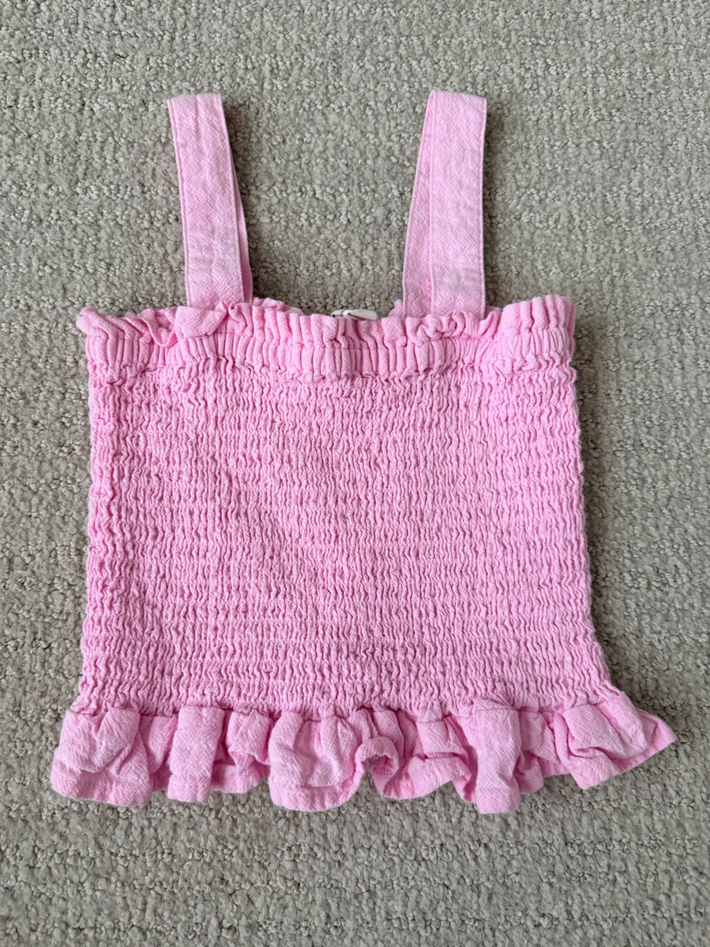 Cotton On Girls Pink Smocked Ruffle Tank Top